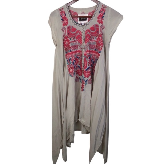 Johnny Was Biya 100% Silk Embroidered Tunic Size X-Small. - Picture 1 of 16
